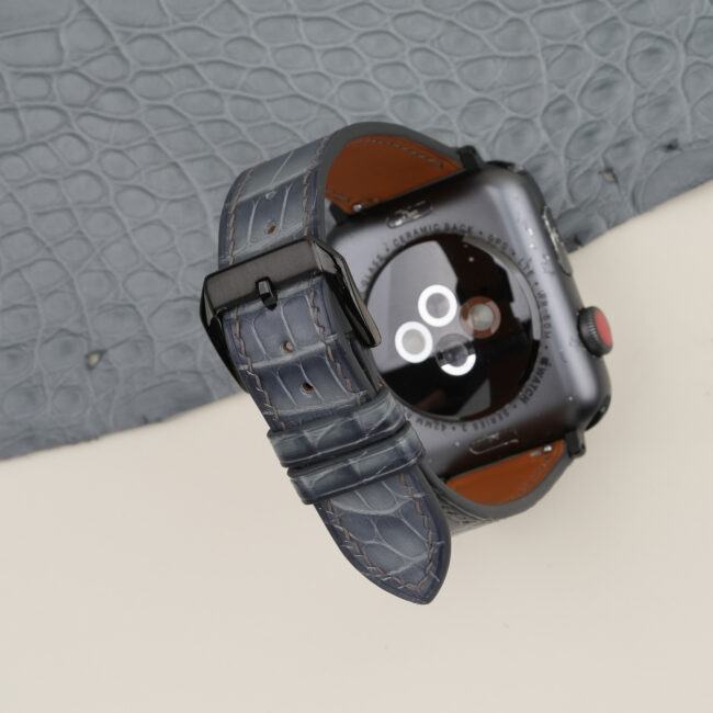 Patina Grey Alligator Leather Apple Watch Band
