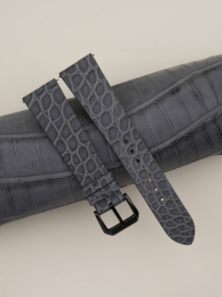 Vintage Stone Grey Alligator Round Scales Leather Samsung Watch Band
