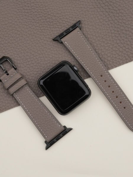 Dark Grey Togo Leather Apple Watch Band