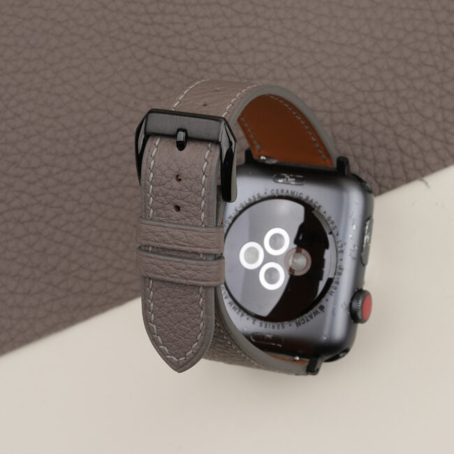 Dark Grey Togo Leather Apple Watch Band