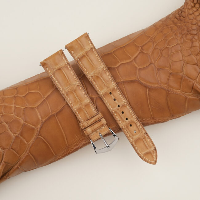 Patina Light Natural Alligator Lining Olive Alligator Leather Watch Strap