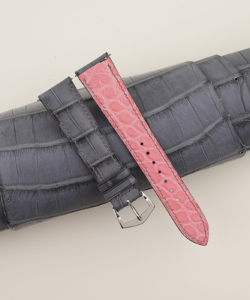 Stone Grey Alligator Lining Pink Alligator Leather Watch Strap