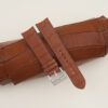 Curved End Cognac Alligator Leather Watch Strap