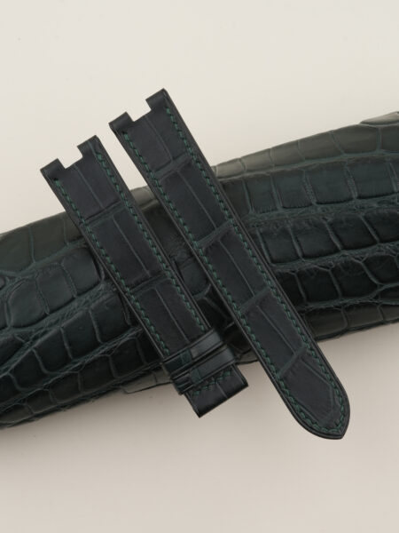 Middle Cut Dark Green Alligator Leather Watch Strap