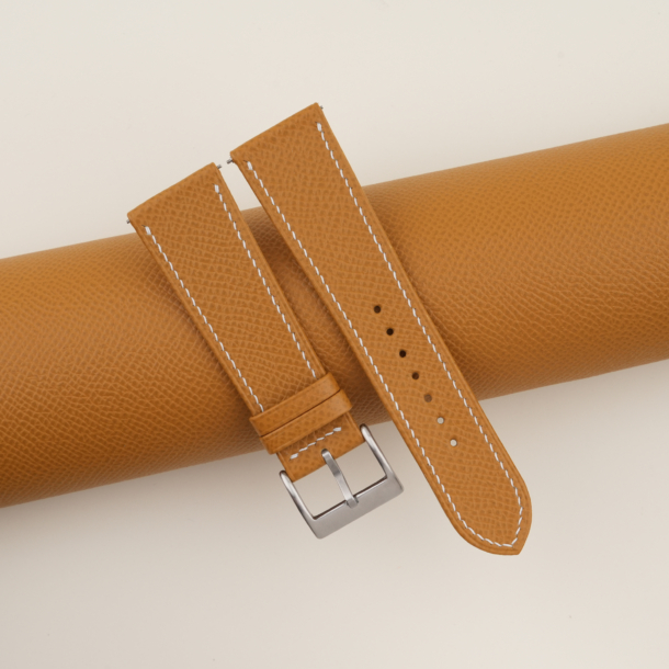 sesame epsom leather folded edges watch strap