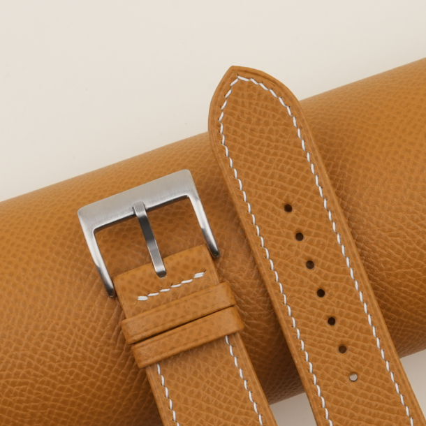 sesame epsom leather folded edges watch strap