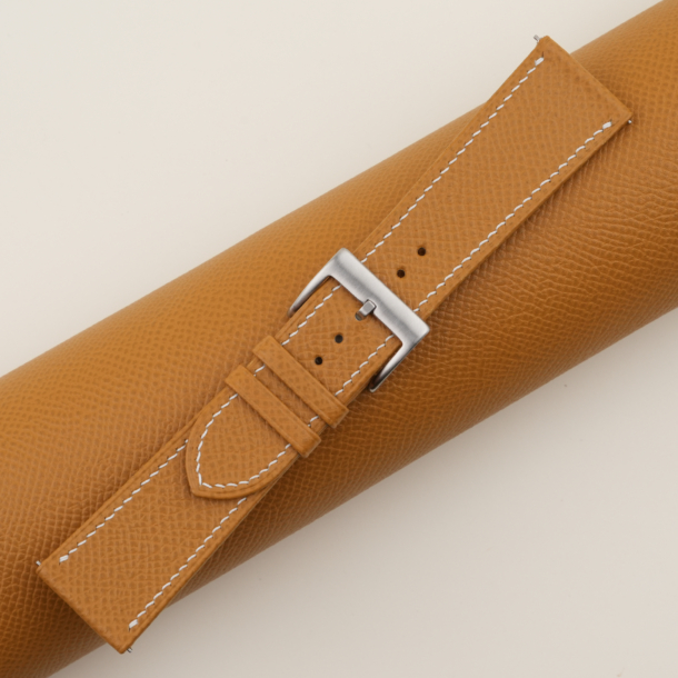 sesame epsom leather folded edges watch strap