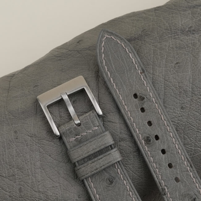 Dark Grey Ostrich Leather Strap for Baltic Watch