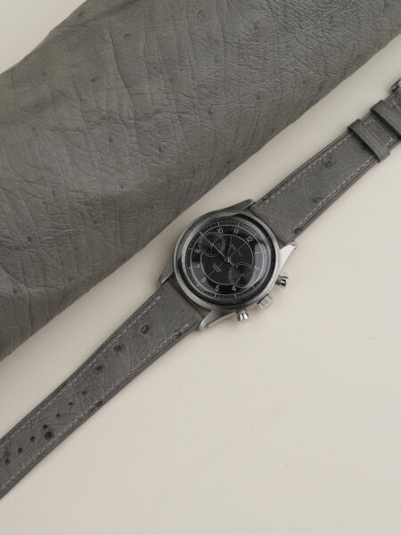 Dark Grey Ostrich Leather Strap for Baltic Watch