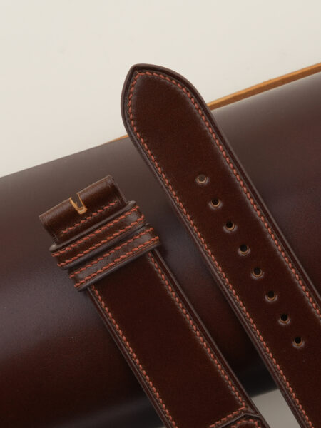 Dark Brown Shell Cordovan CF Rev Leather Watch Strap