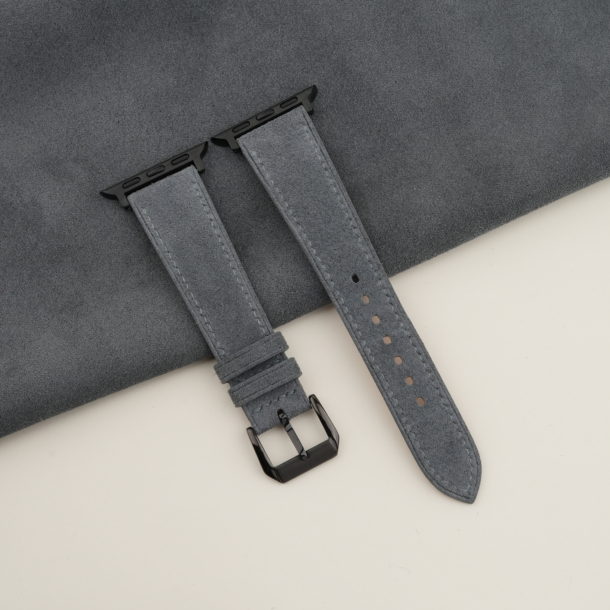 stone grey suede leather apple watch band