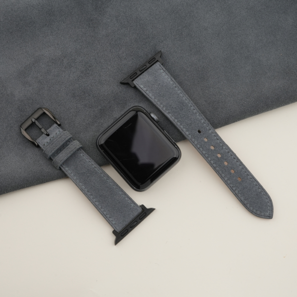 stone grey suede leather apple watch band