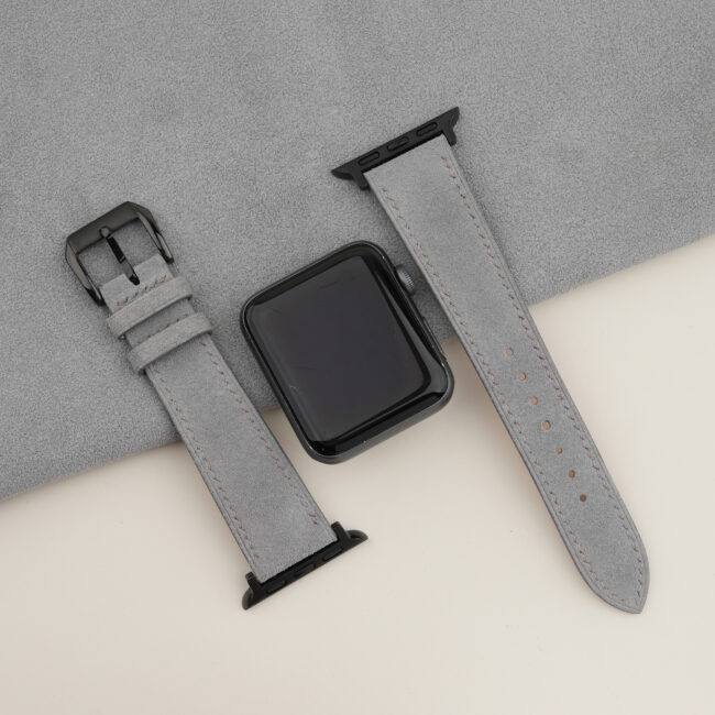 Light Grey Suede Leather Apple Watch Band
