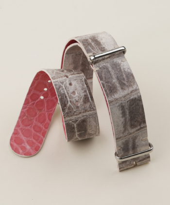 NATO Himalayan Alligator Lining Pink Alligator Round Scales Leather Watch Strap