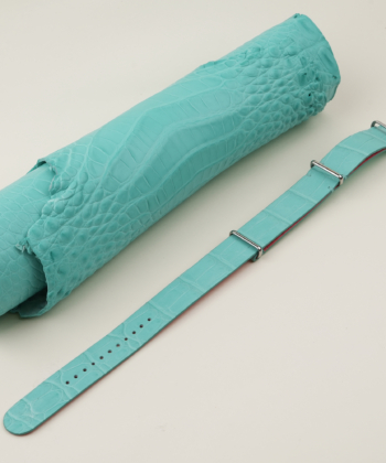 NATO Turquoise Alligator Lining Pink Alligator Round Scales Leather Watch Strap