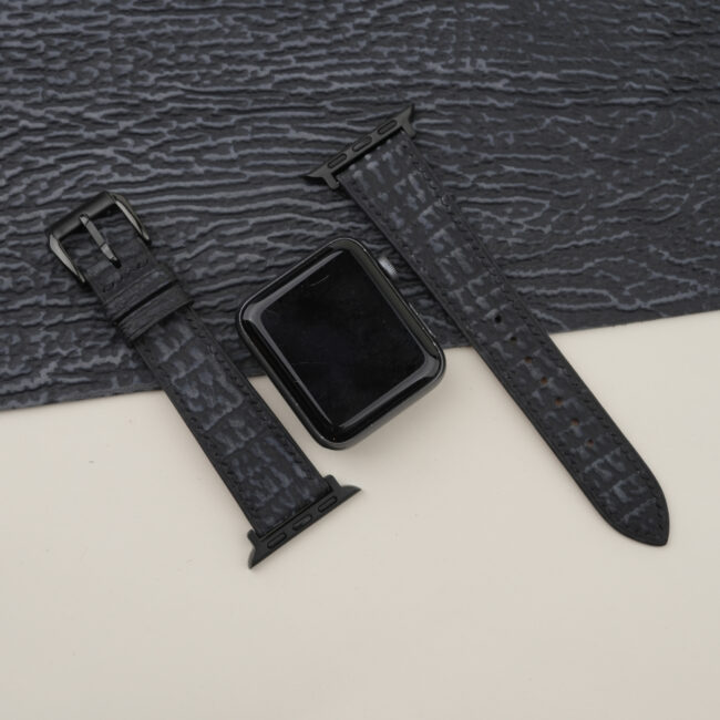 Black Shark Leather Apple Watch Band