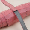 NATO Pink Alligator Lining Light Grey Alligator Round Scales Leather Watch Strap