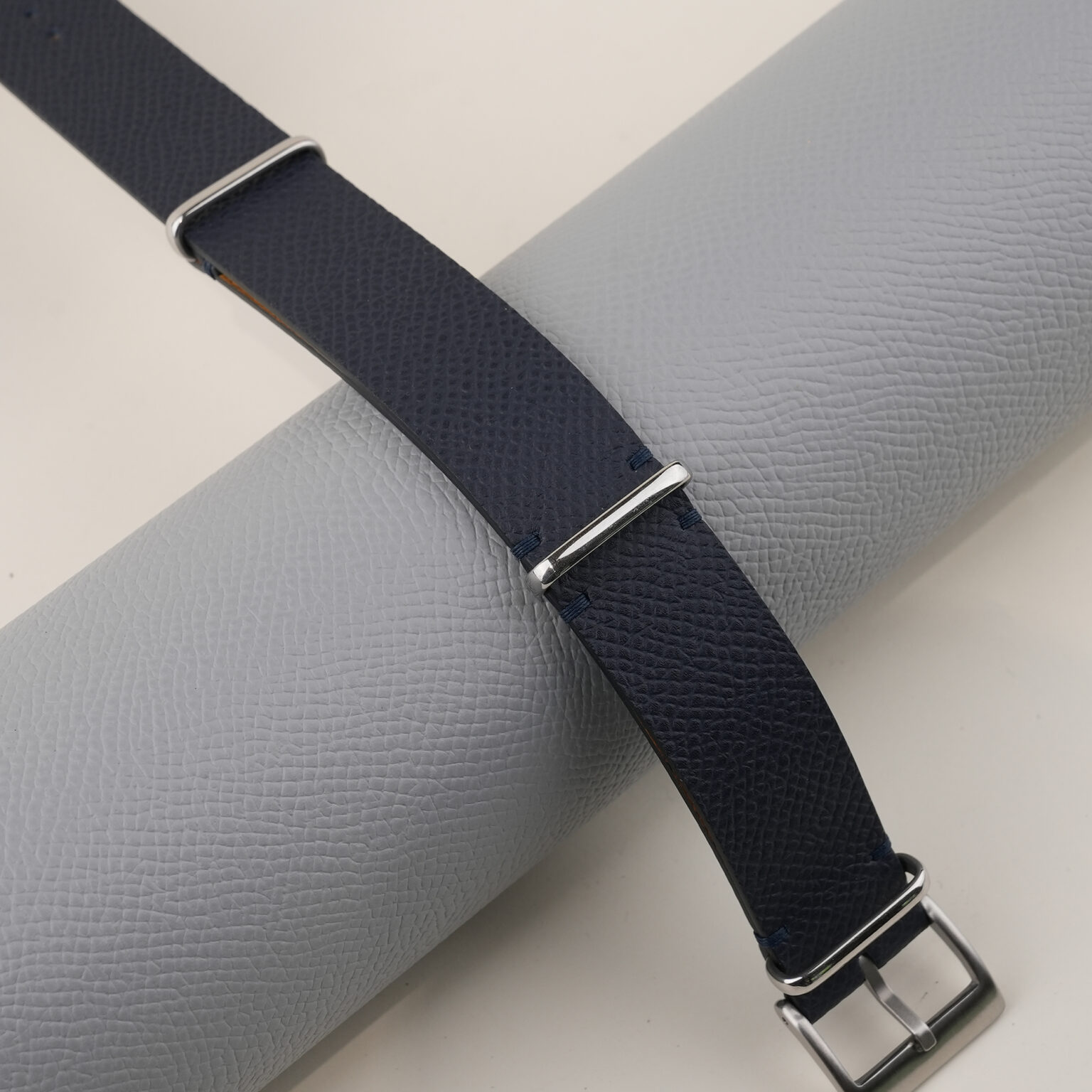 NATO Navy Epsom Lining Sesame Epsom Leather Watch Strap | Handdn ...