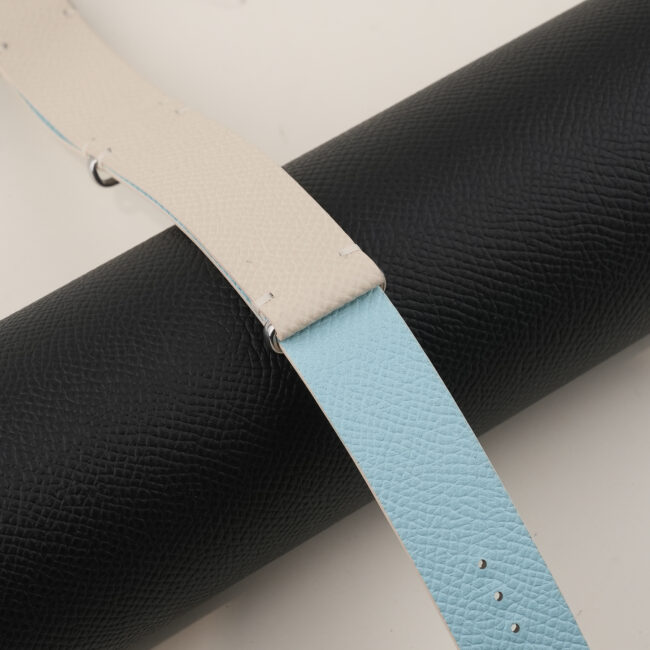 NATO Pearl White Epsom Lining Turquoise Epsom Leather Watch Strap