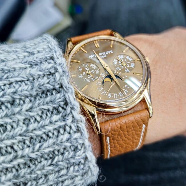 golden togo leather watch strap
