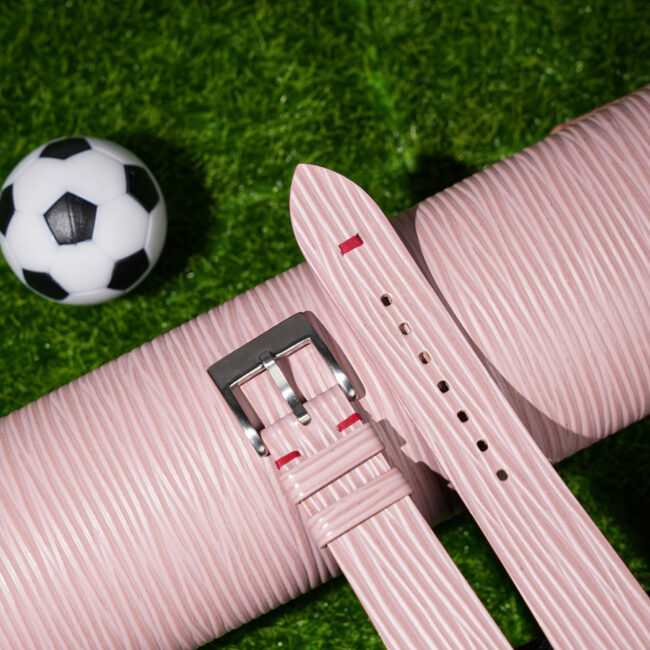 Pink Calfskin Leather France Flag Watch Strap