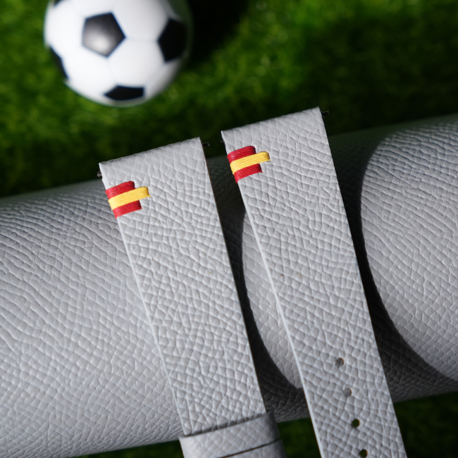 Light Grey Epsom Leather Spain Flag Watch Strap