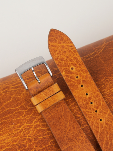 Vintage Whiskey Waxed Leather Watch Strap