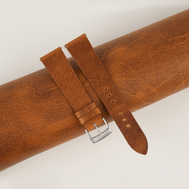 Vintage Golden Brown Badalassi Carlo Waxed Leather Watch Strap