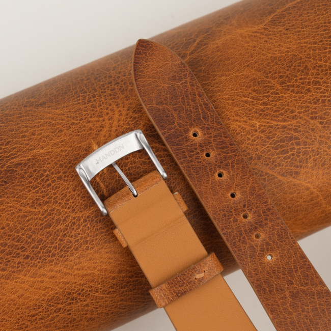 Vintage Golden Brown Badalassi Carlo Waxed Leather Watch Strap