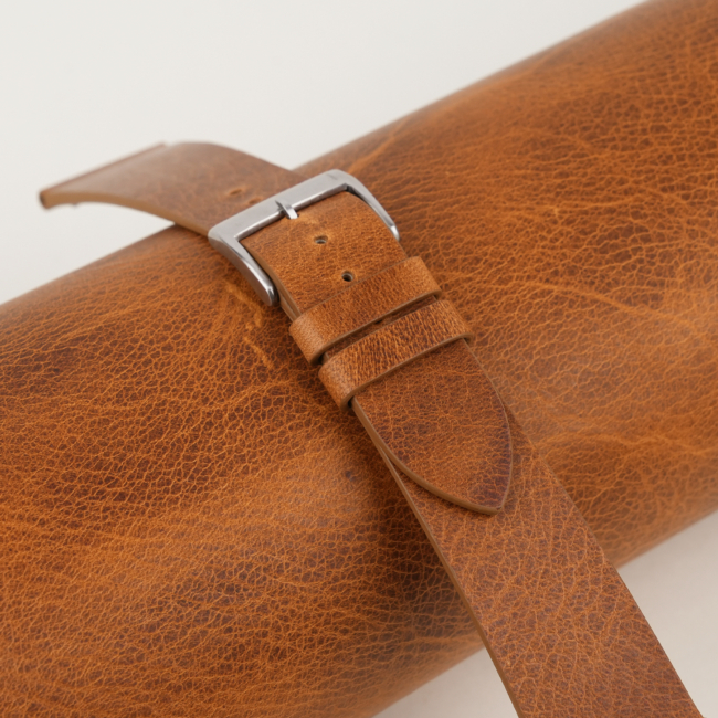 Vintage Golden Brown Badalassi Carlo Waxed Leather Watch Strap