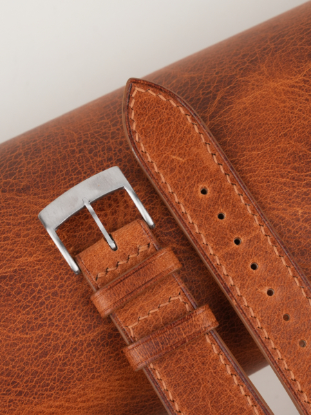 Golden Brown Waxed Leather Watch Strap