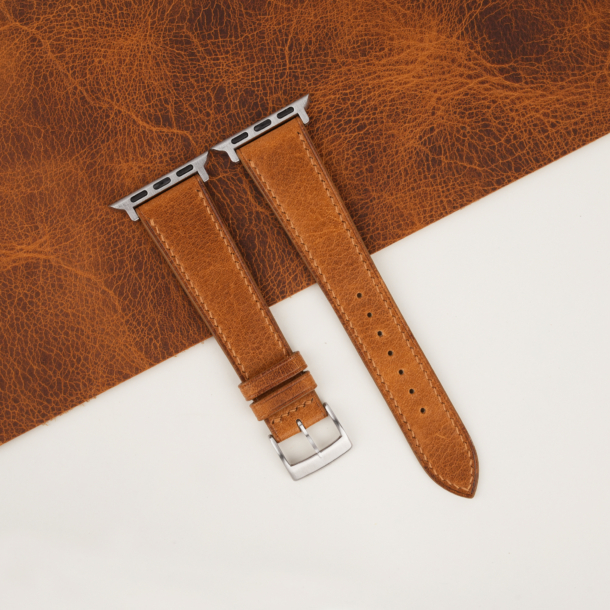 golden brown waxed badalassi carlo leather apple watch band