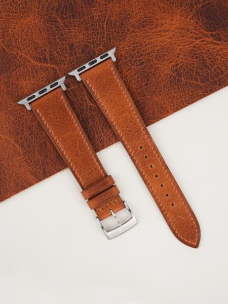 Golden Brown Waxed Badalassi Carlo Leather Apple Watch Band