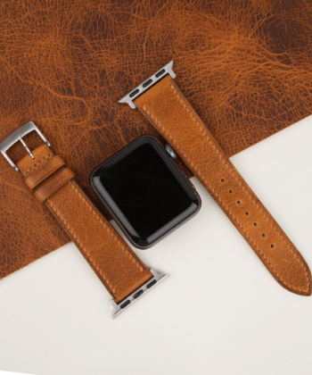 Golden Brown Waxed Badalassi Carlo Leather Apple Watch Band