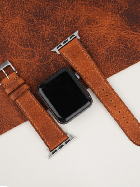 Golden Brown Waxed Leather Apple Watch Band