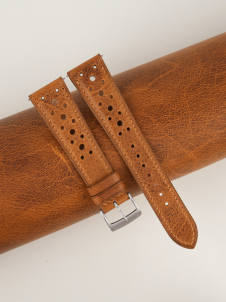 Rally Golden Brown Badalassi Carlo Waxed Leather Watch Strap