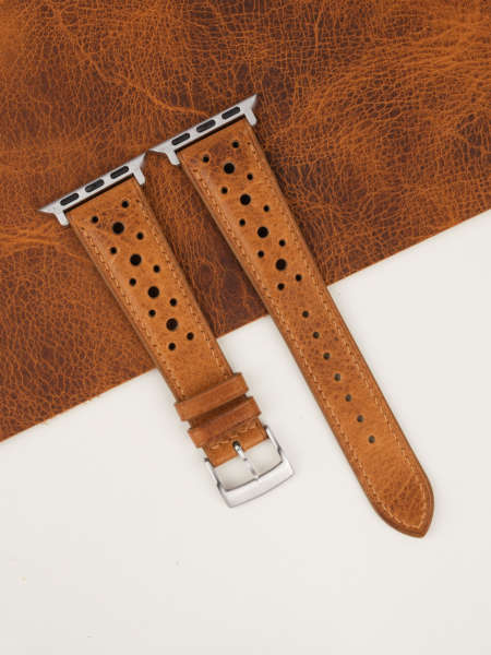 Rally Golden Brown Waxed Badalassi Carlo Leather Apple Watch Band