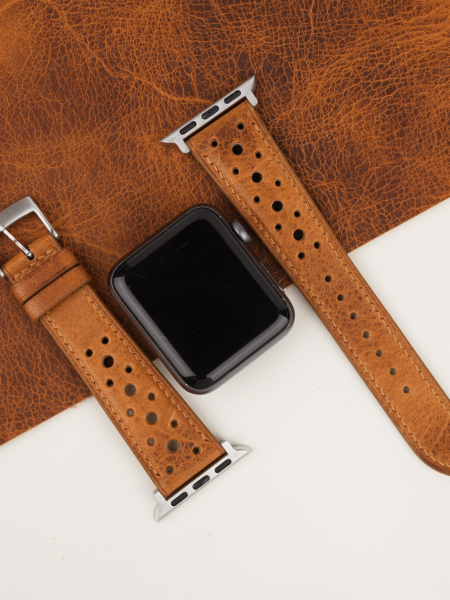 Rally Golden Brown Waxed Badalassi Carlo Leather Apple Watch Band