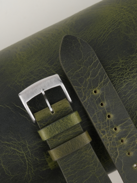 Vintage Olive Waxed Leather Watch Strap