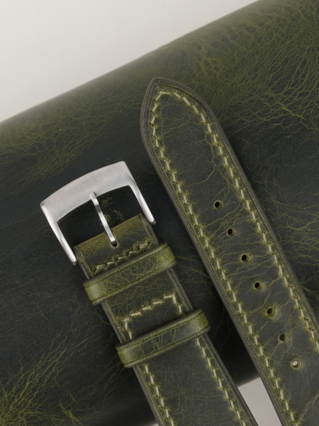 Olive Waxed Leather Watch Strap