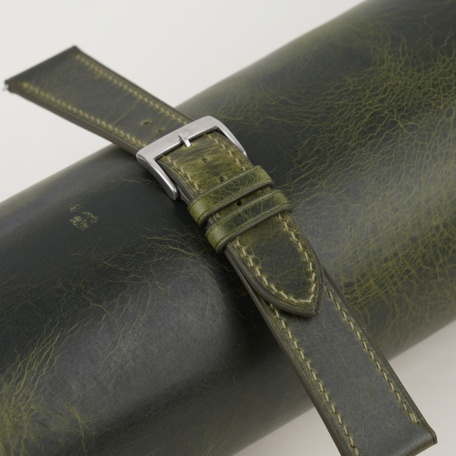 Olive Waxed Leather Watch Strap