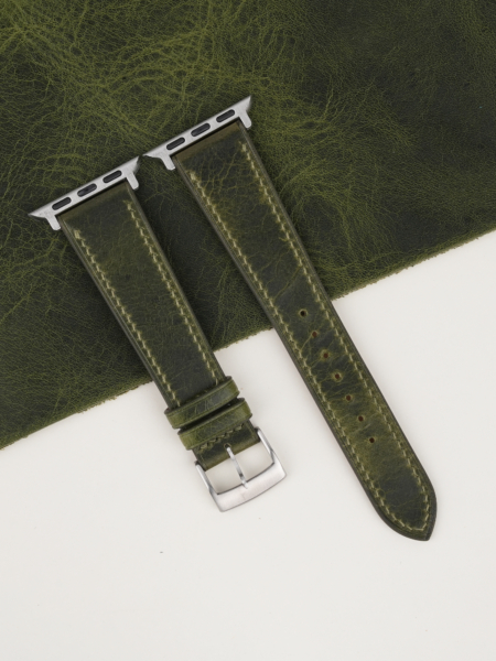 Olive Waxed Badalassi Carlo Leather Apple Watch Band