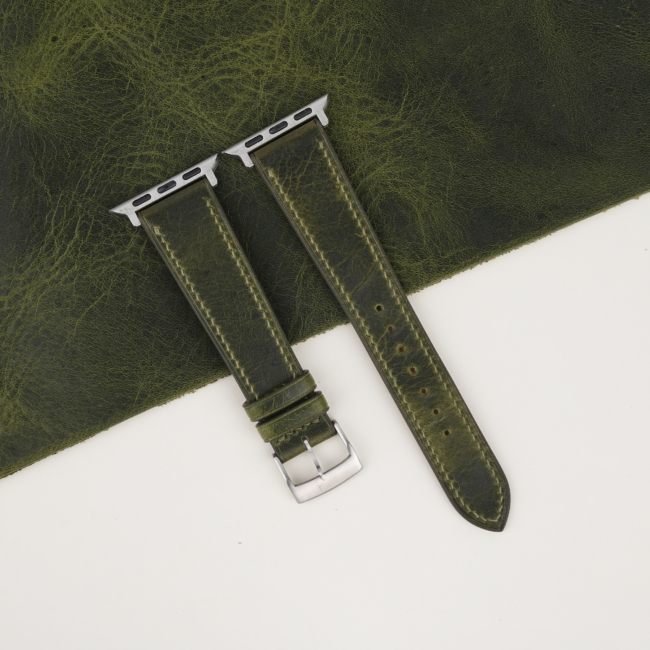 Olive Waxed Badalassi Carlo Leather Apple Watch Band