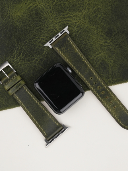 Olive Waxed Leather Apple Watch Band