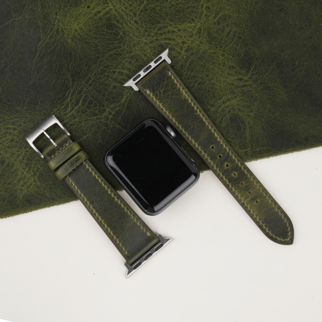 Olive Waxed Leather Apple Watch Band