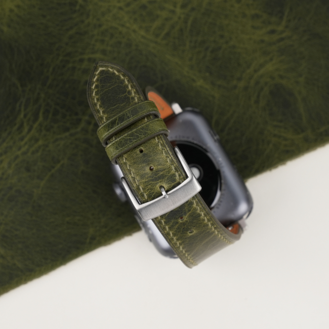 Olive Waxed Leather Apple Watch Band