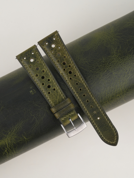 Rally Olive Waxed Badalassi Carlo Leather Watch Strap