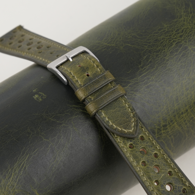 Rally Olive Waxed Leather Watch Strap