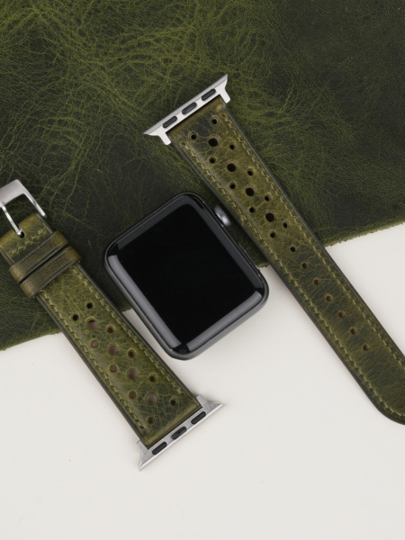 Rally Olive Waxed Leather Apple Watch Band