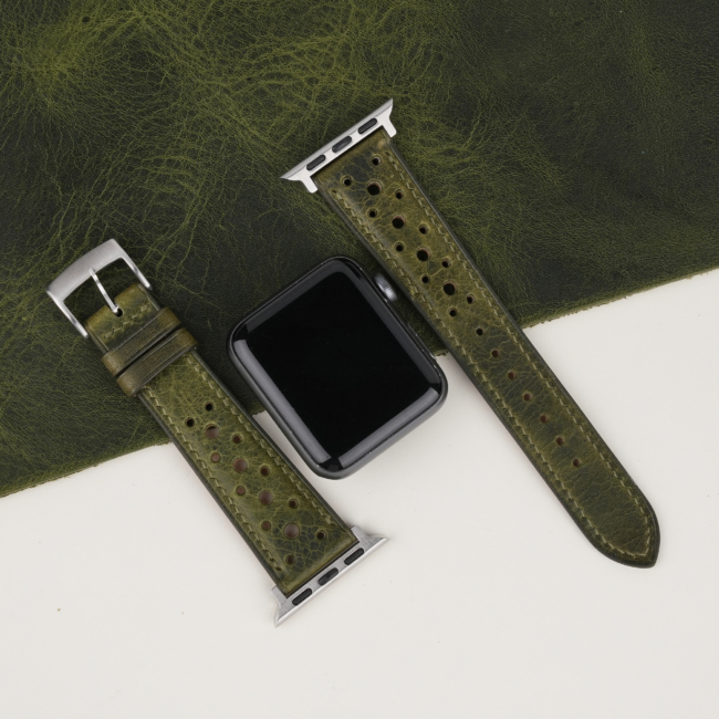 Rally Olive Waxed Leather Apple Watch Band